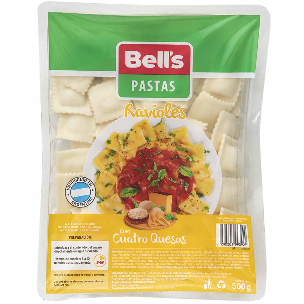 Ravioles 4 Quesos BELL'S Paquete 500g