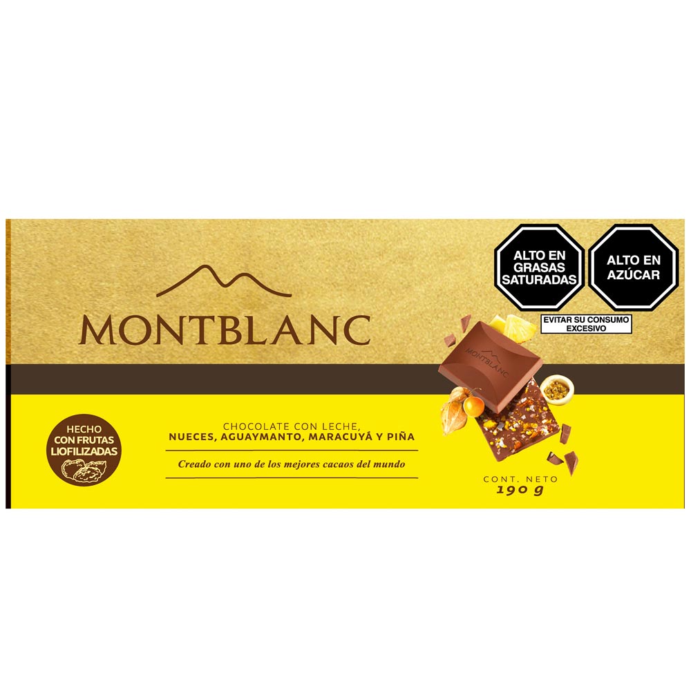 Barra de Chocolate MONTBLANC Frutos Amarillos Caja 190g plazaVea