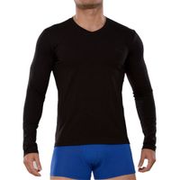 Polo Manga Larga Fila Cuello V Negro