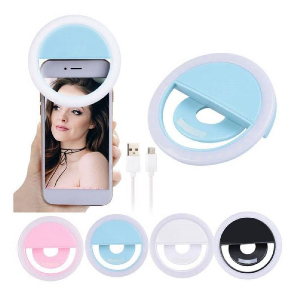 Aro Anillo de Luz Flash Led Ring Light Celulares Selfie Smartphone Celeste