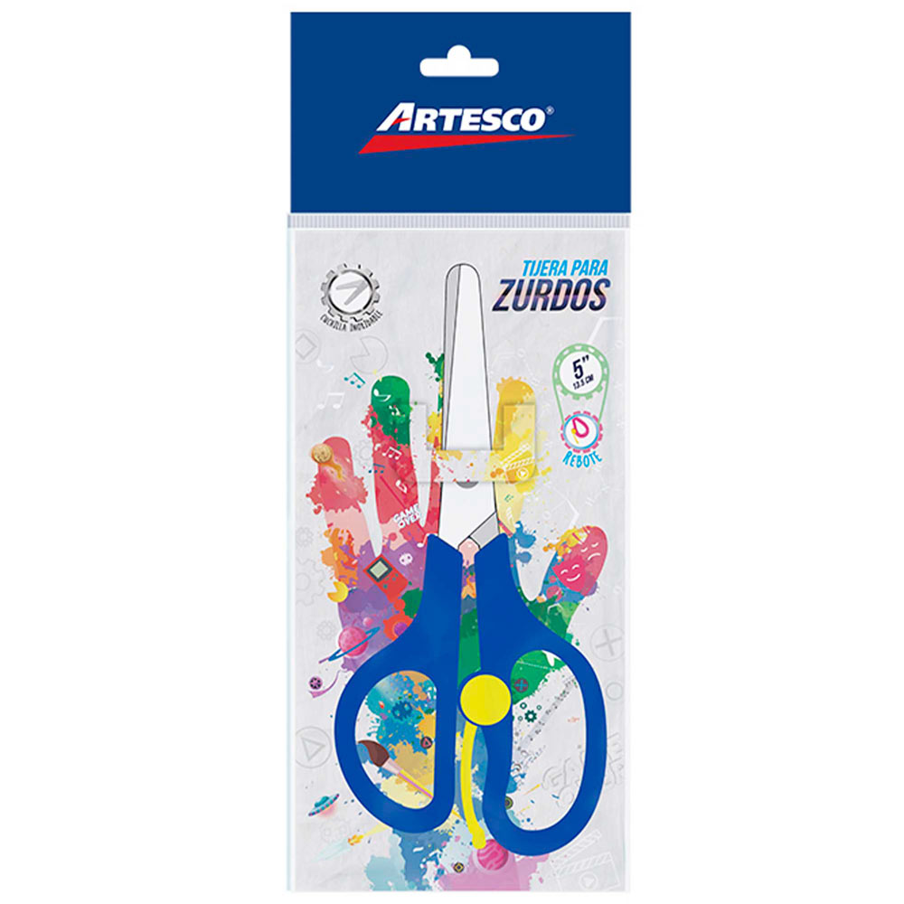 Tijera para Zurdos ARTESCO Rebot 13.5cm Blíster 1un