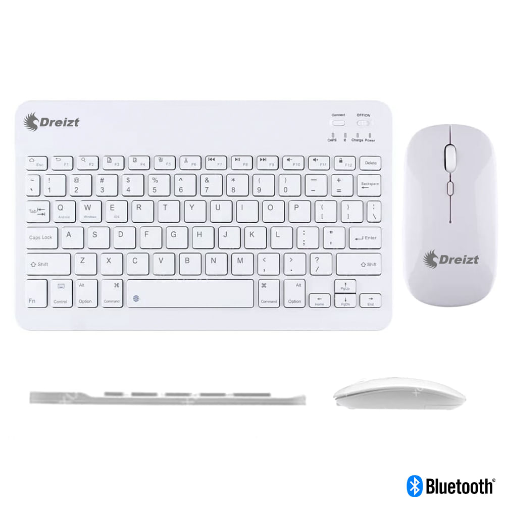 Kit Teclado Y Mouse Inalámbrico Bluetooth Multidipositivo DT100 Blanco