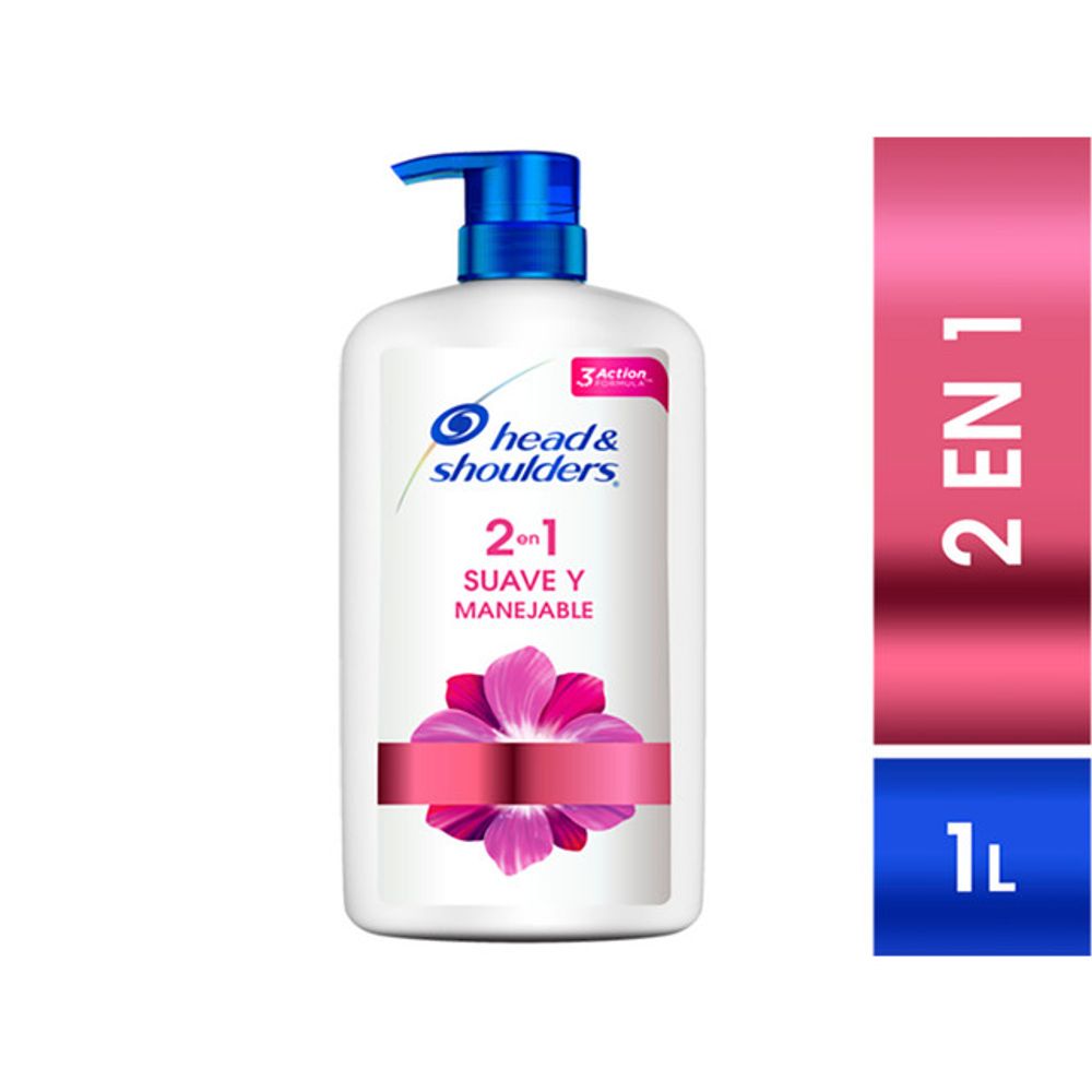 Shampoo Head & Shoulders Suave y Manejable 2 en 1 Frasco 1 L