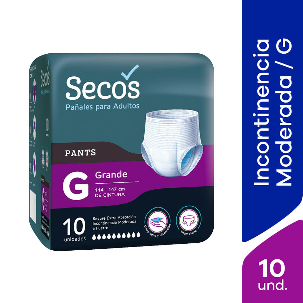 Pañales para Adultos Secos Pants Talla G - Bolsa 10 UN