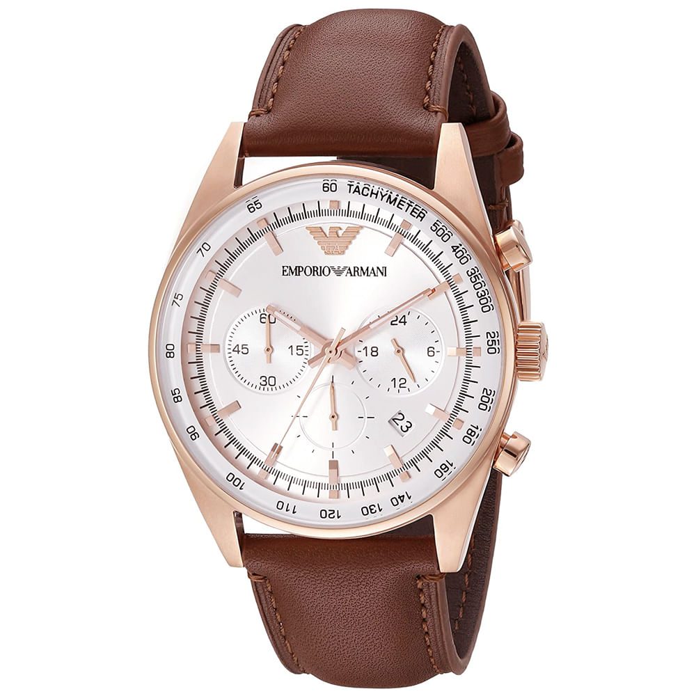 Reloj Emporio Armani AR5995 Fecha Cronómetro Correa de Cuero Marrón |  plazaVea - Supermercado