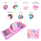 Kit De Colores 208 Piezas Juego Arte Y Dibujo Creativo Rosa. GENERAL