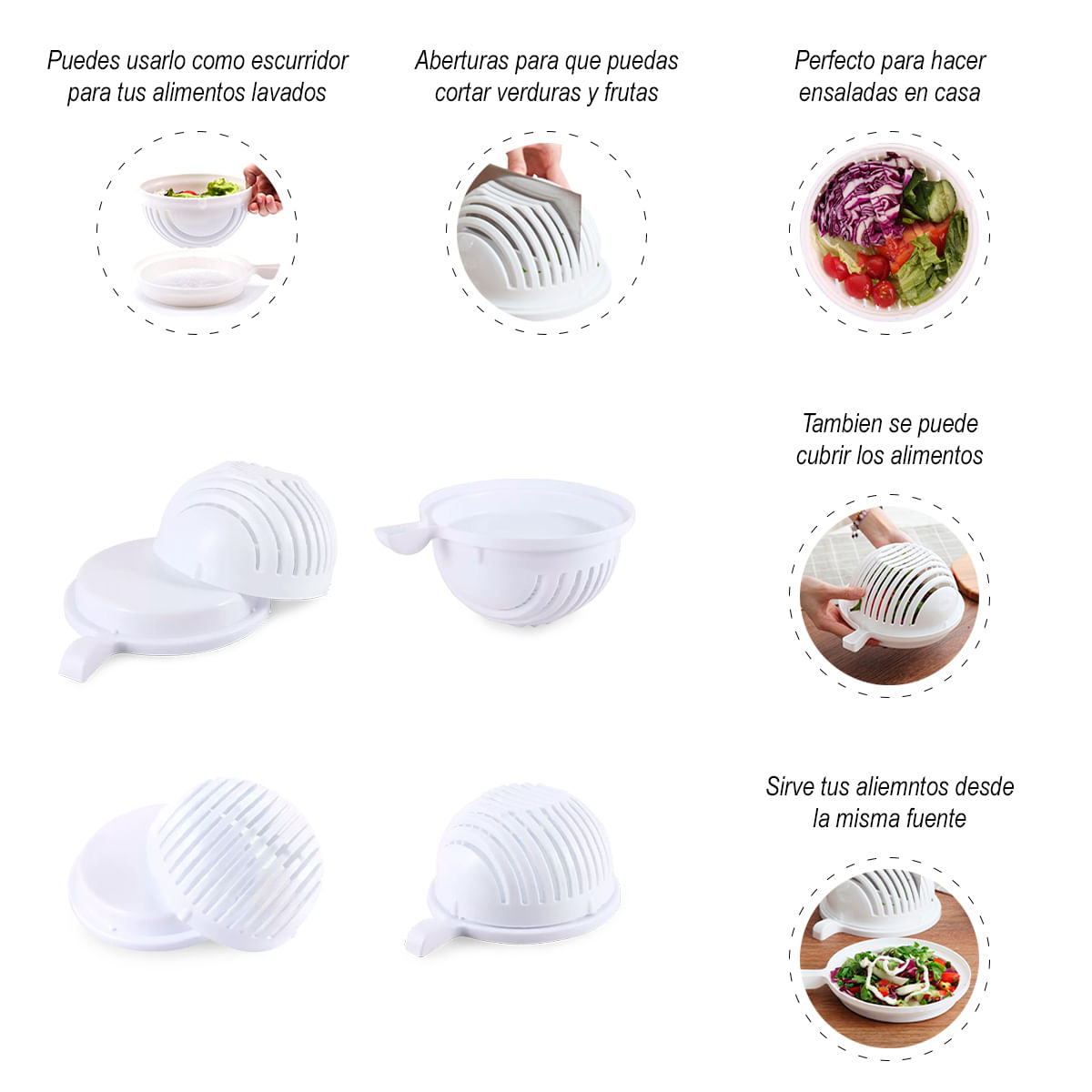 Tazón Cortador de Frutas y Verduras