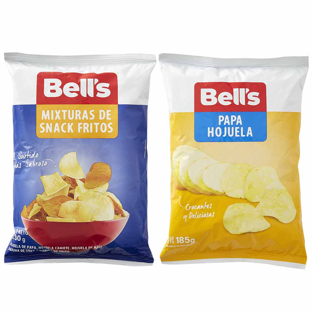 Piqueo BELL'S Papas fritas 185Gr + Piqueo BELL'S Snax 230Gr Paquete 2Un