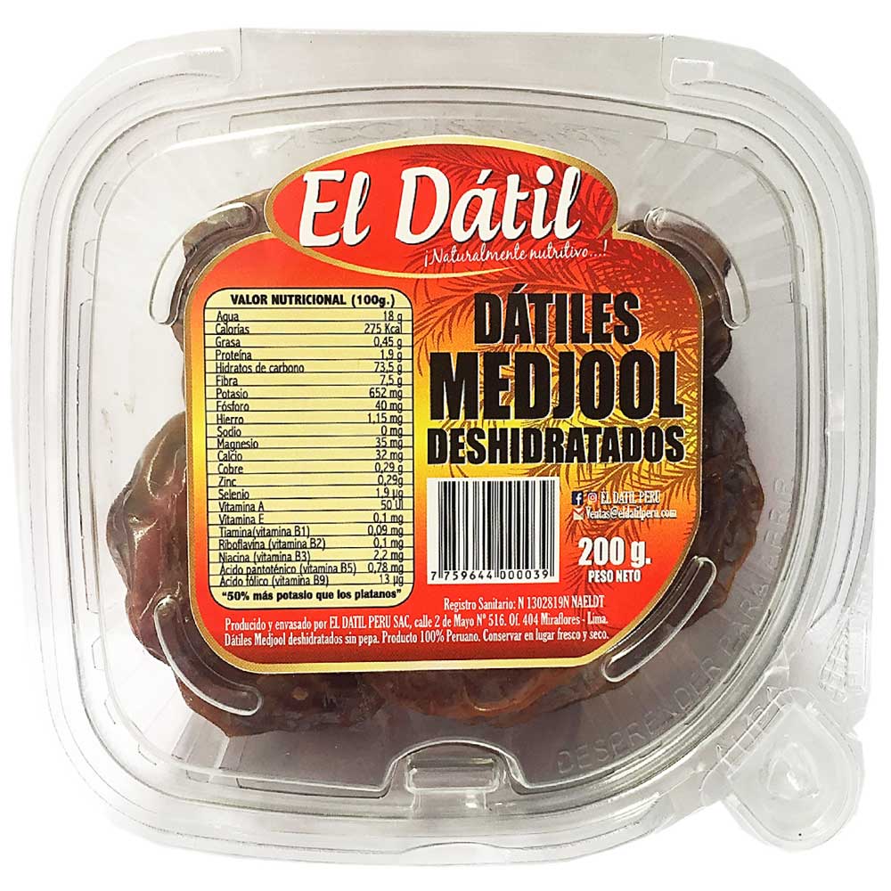 Dátiles Deshidratado EL DÁTIL Bandeja 200g