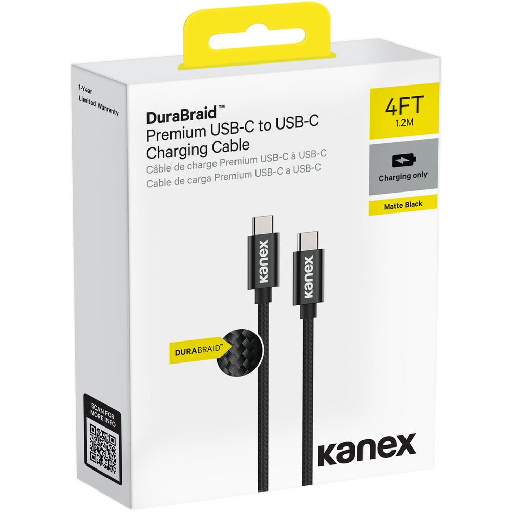 Kanex Durabraid Premium Usb Type-C To Usb Type-C Cable (4', Black