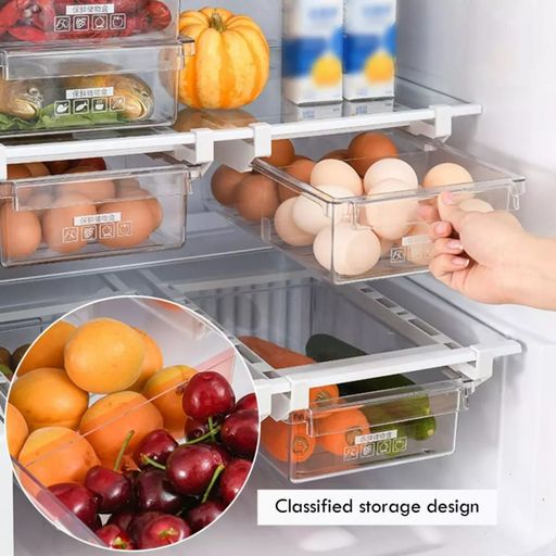 Organizador de Refrigerador con Cajón Ahorra Espacio Modelo Ajustable con  División Extraíble