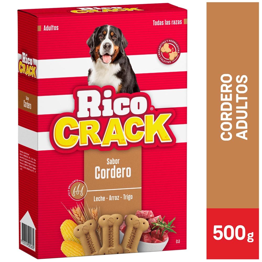 Alimento para Perro RICOCRACK Galletas Adulto Sabor Cordeo Caja 500g