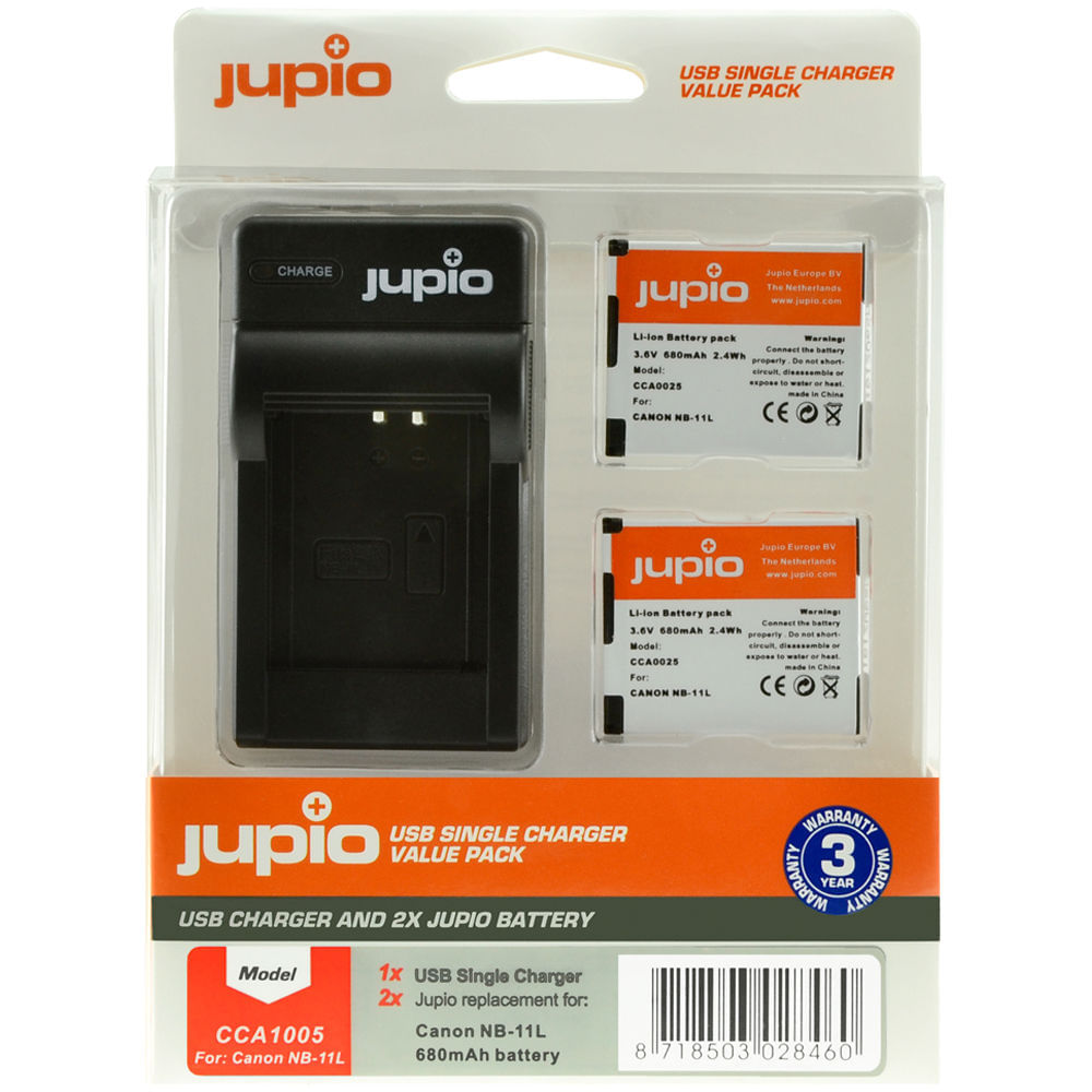 Jupio Pair Of Nb 11L Batteries And Usb Single Charger Value Pack 