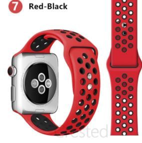 Correa de Silicona Tipo Con Huequitos Compatible con Apple watch 42/44Mm Color Rojo Puntos Negros