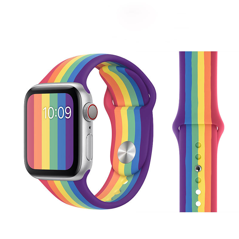 Correa de Silicona Pride Arcoiris Compatible con Apple watch 42/44/45 Mm