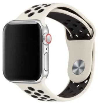 Correa de Silicona Tipo Con Huequitos Compatible con Apple watch 42/44Mm Color Blanco Puntos Negros