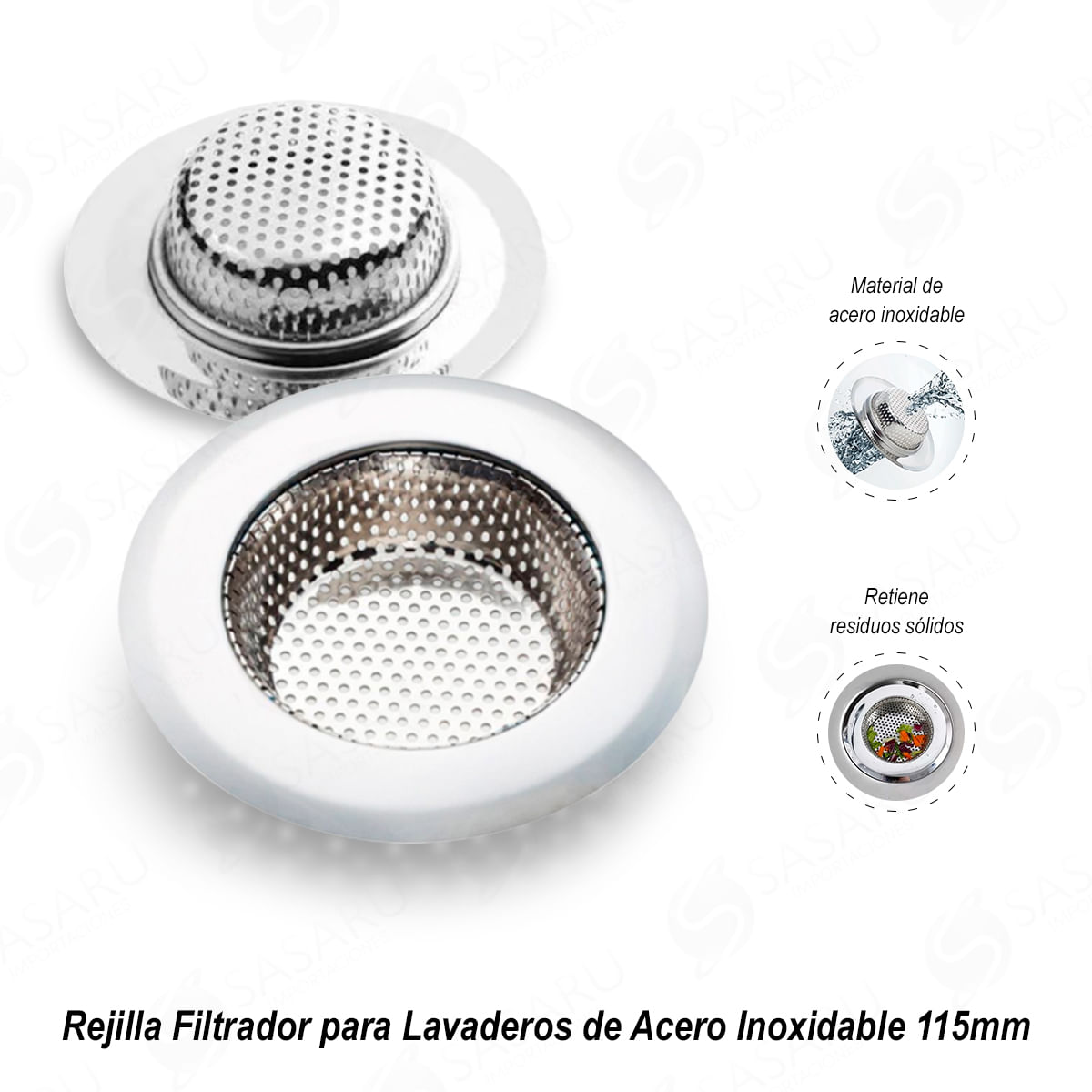 Rejilla Filtrador para Lavaderos de Acero Inoxidable 115mm
