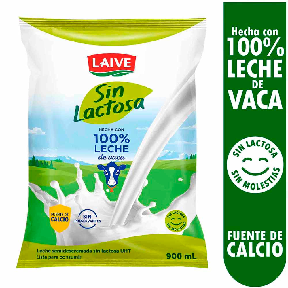 Leche Fresca LAIVE sin Lactosa Bolsa 900ml