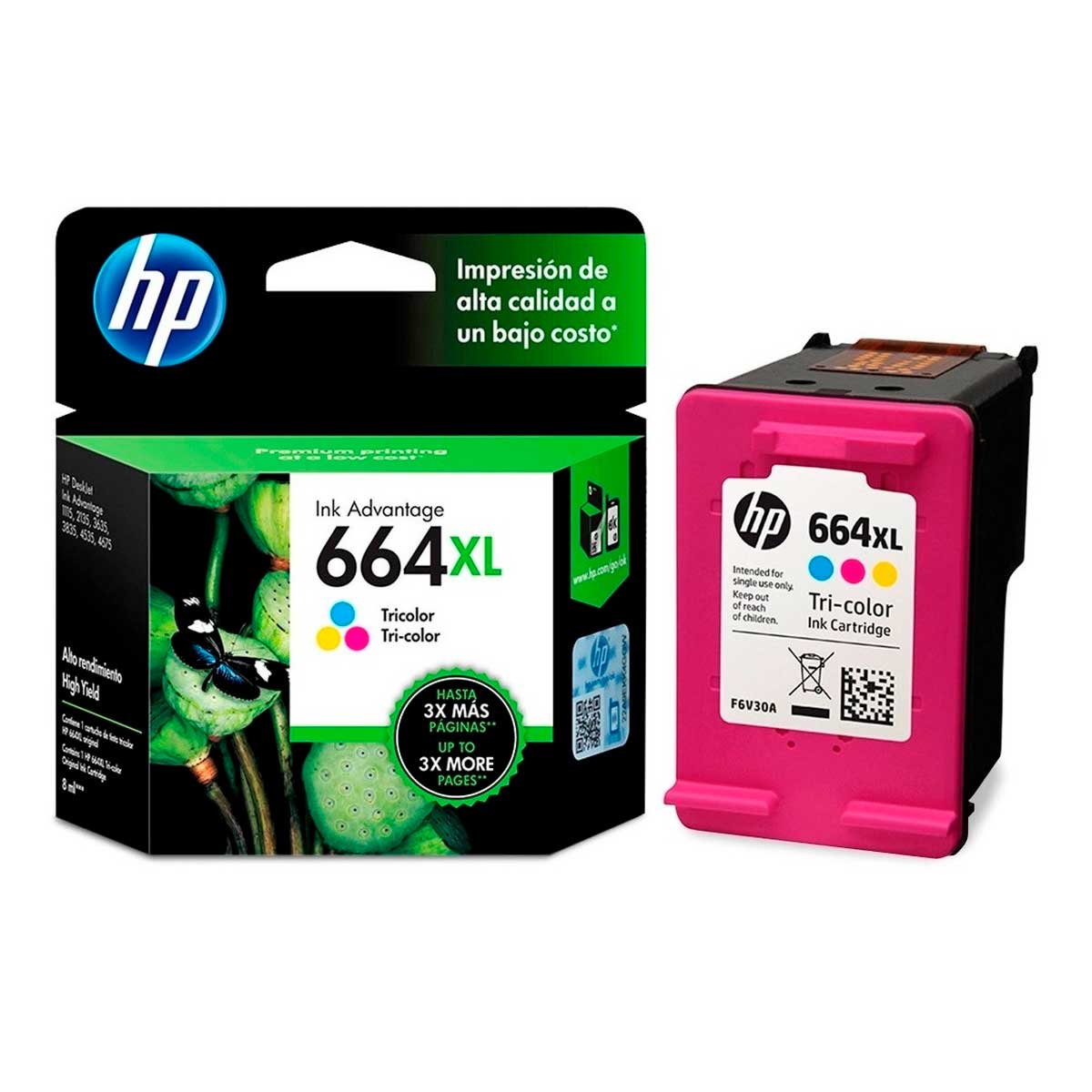 Cartucho De Tinta Hp 664Xl Tricolor (F6V30Al) | Knasta Chile