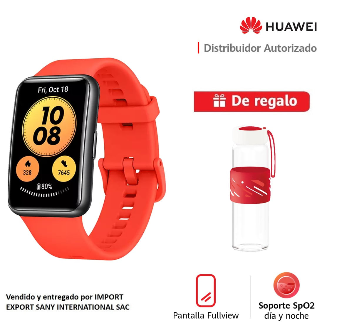 Smartwatch Huawei New Watch Fit Rojo + Regalo Knasta Perú