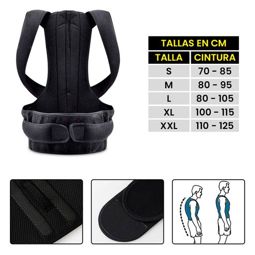  Cinturón de soporte lumbar para espalda totalmente ajustable  para dolor de espalda inferior y superior, talla L, color negro : Salud y  Hogar