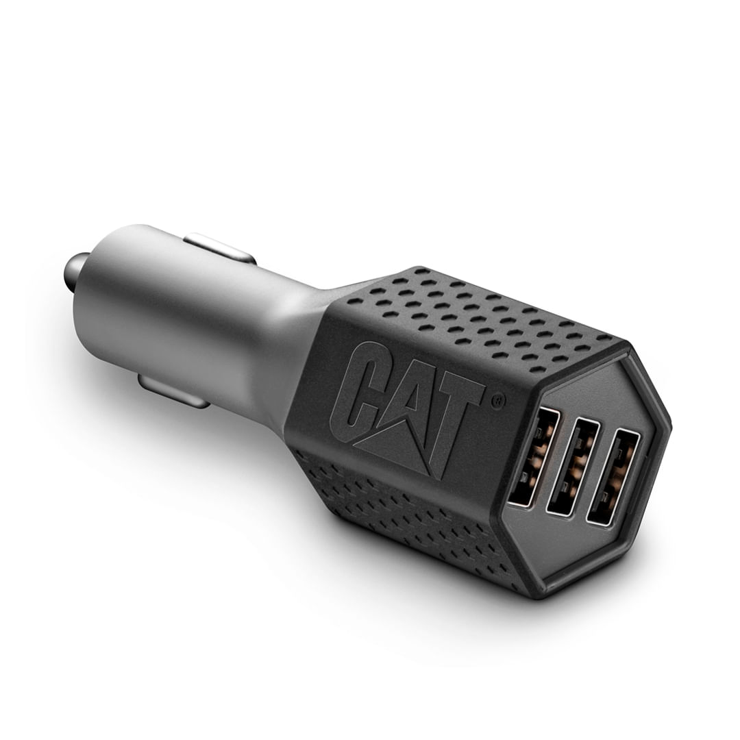 Cargador De Auto CAT Resistente Carga Rapida USB 7.2A DC 3 Puertos