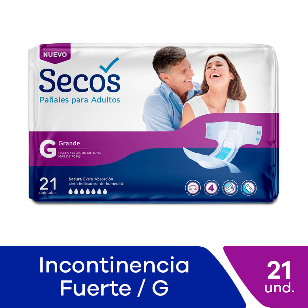 Pañales para Adultos Secos Active Talla G - Bolsa 21 UN