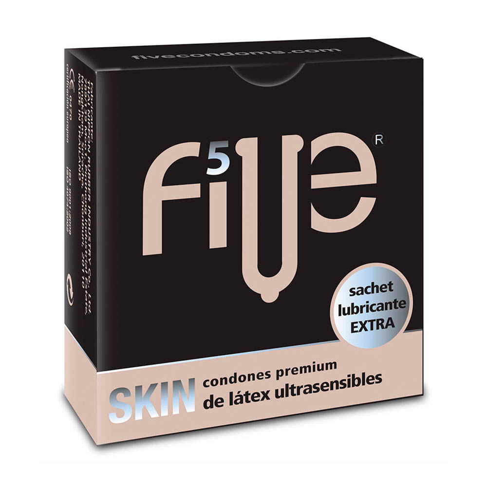 Preservativos Five Skin Extra Lubricante - Caja 5 UN