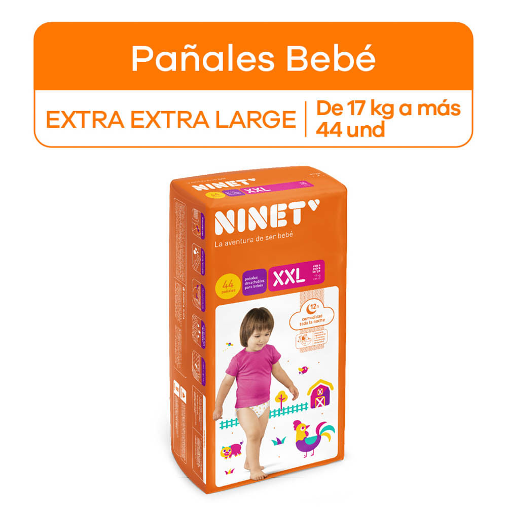 Pañal Ninet Bebe Talla XXL - Bolsa 44 UN