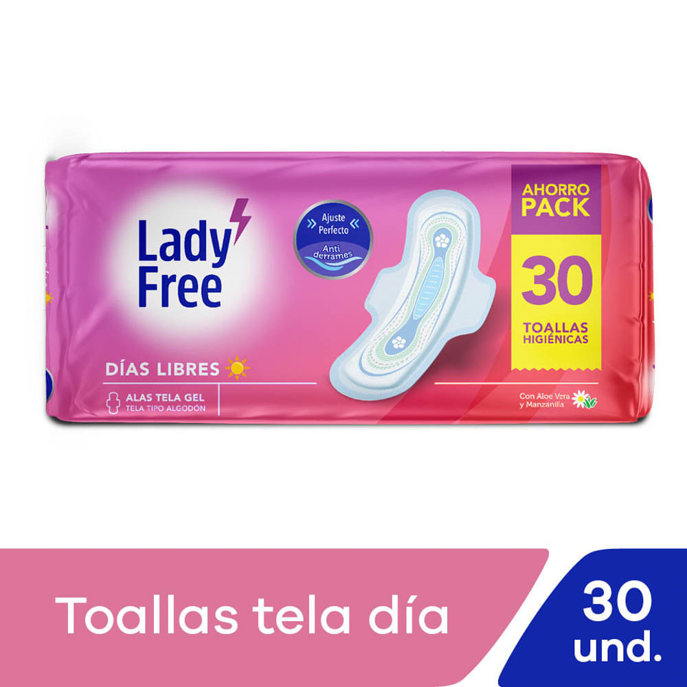 Toallas Higiénicas Lady Free Tela Días Libres - Bolsa 30 UN
