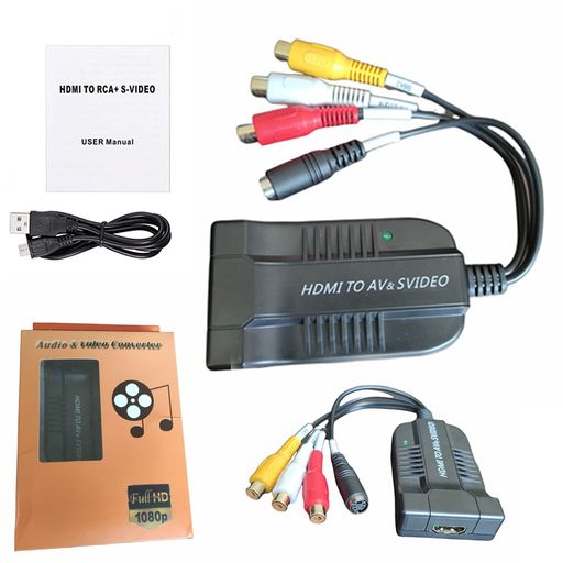 Convertidor HDMI a AV y S-Video Conversor HDMI a Audio Video Converter  Adaptador HDMI a RCA con cable Svideo Soporte 720P/1080p para