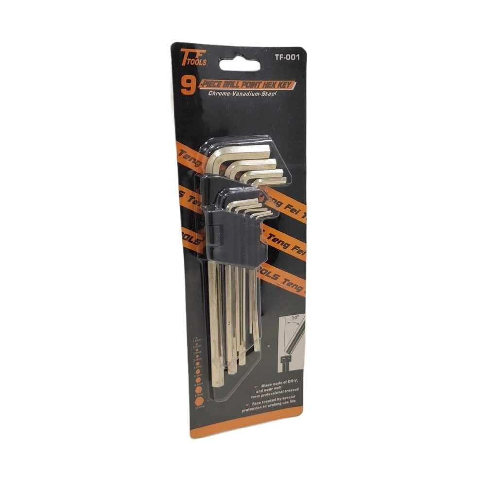 Kit 9 Llaves Allen Hexagonal Piezas Milimétricas Brazo Largo Llave L