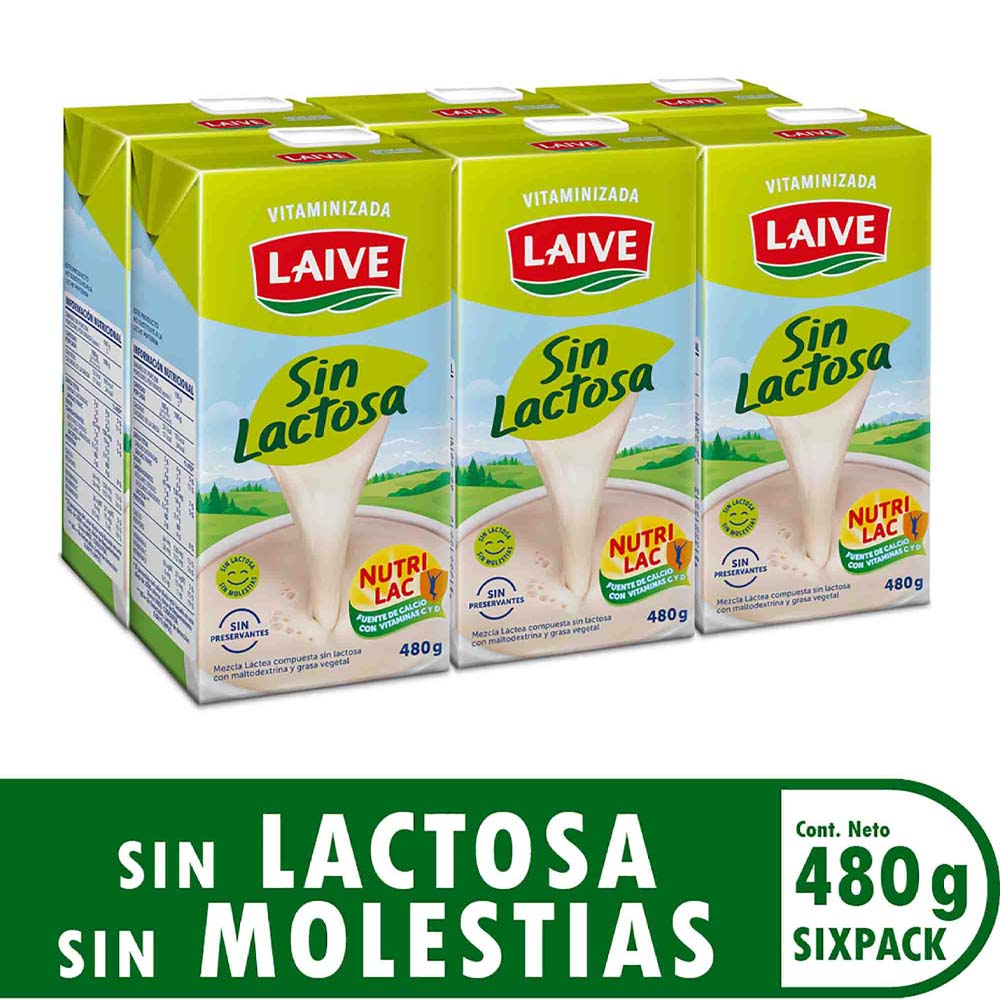 Mezcla Láctea LAIVE Sin Lactosa Caja 480g Paquete 6un