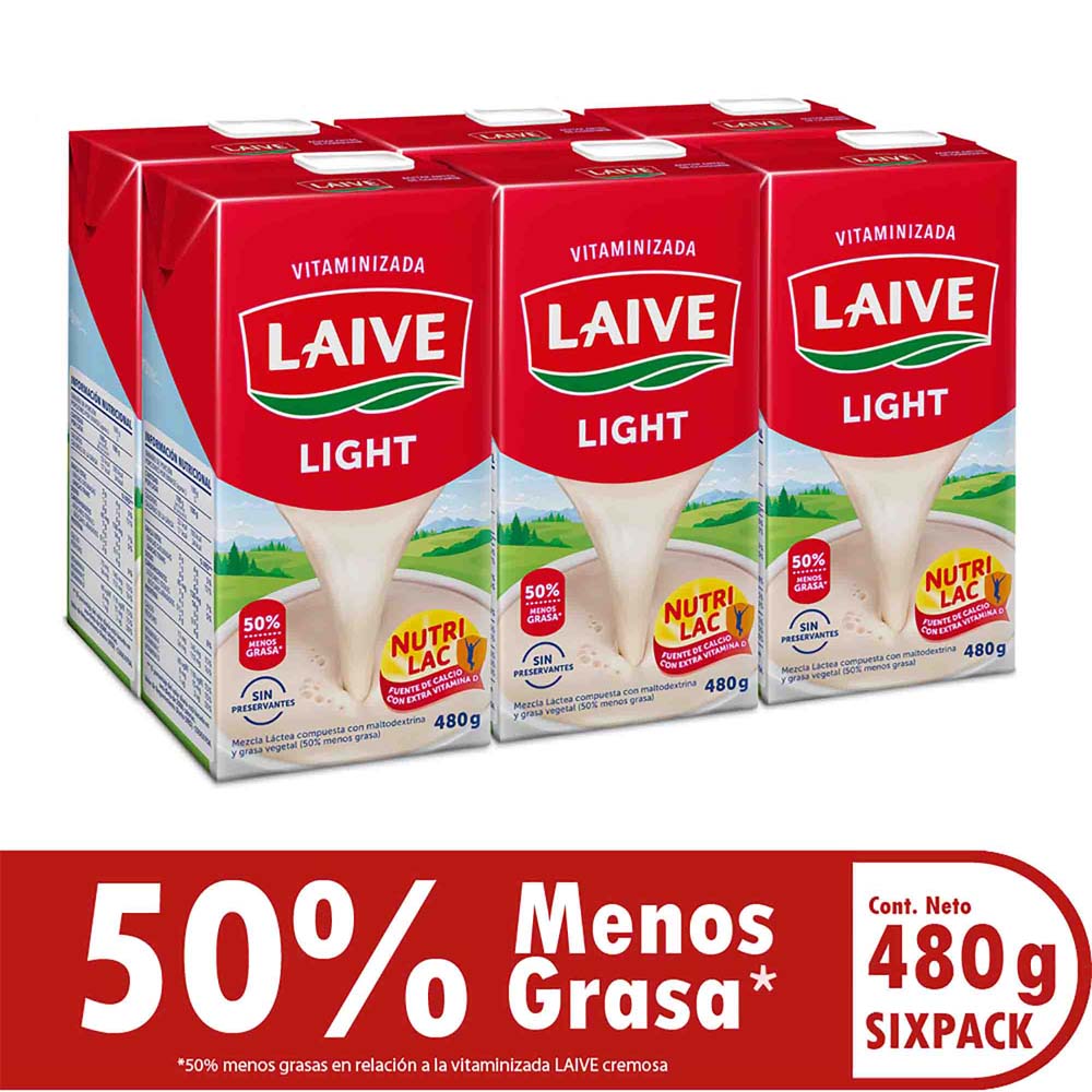 Mezcla Láctea LAIVE Light Caja 480g Paquete 6un