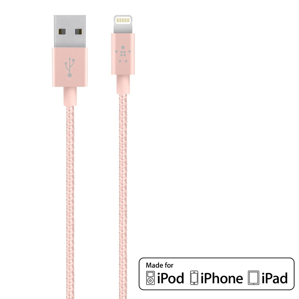 Cable Belkin MIXIT Metallic Lightning to USB 1.2M Rose Gold - F8J144bt04-C00