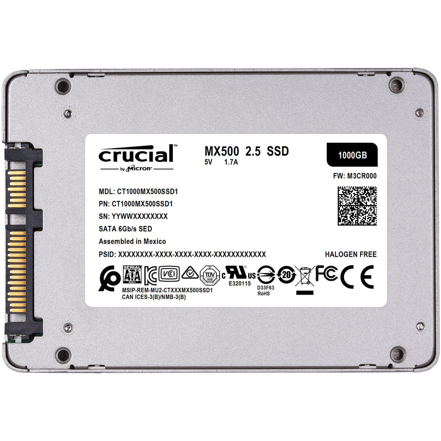 Disco Sólido Crucial 1TB MX500 2.5"" Sata III 6 Gb/s SSD - CT1000MX500SSD1