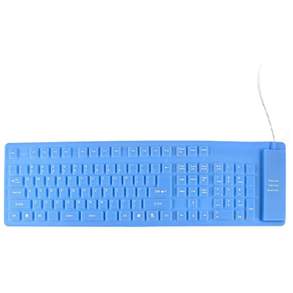 Teclado Flexible Siliconado WB-109 Impermeable contra el Polvo Numérico Azul