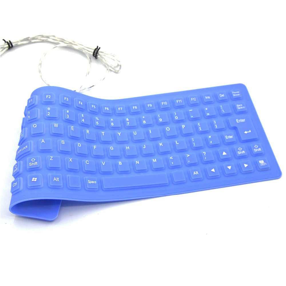 Teclado Flexible Siliconado WB-86 Impermeable contra el Polvo USB Azul