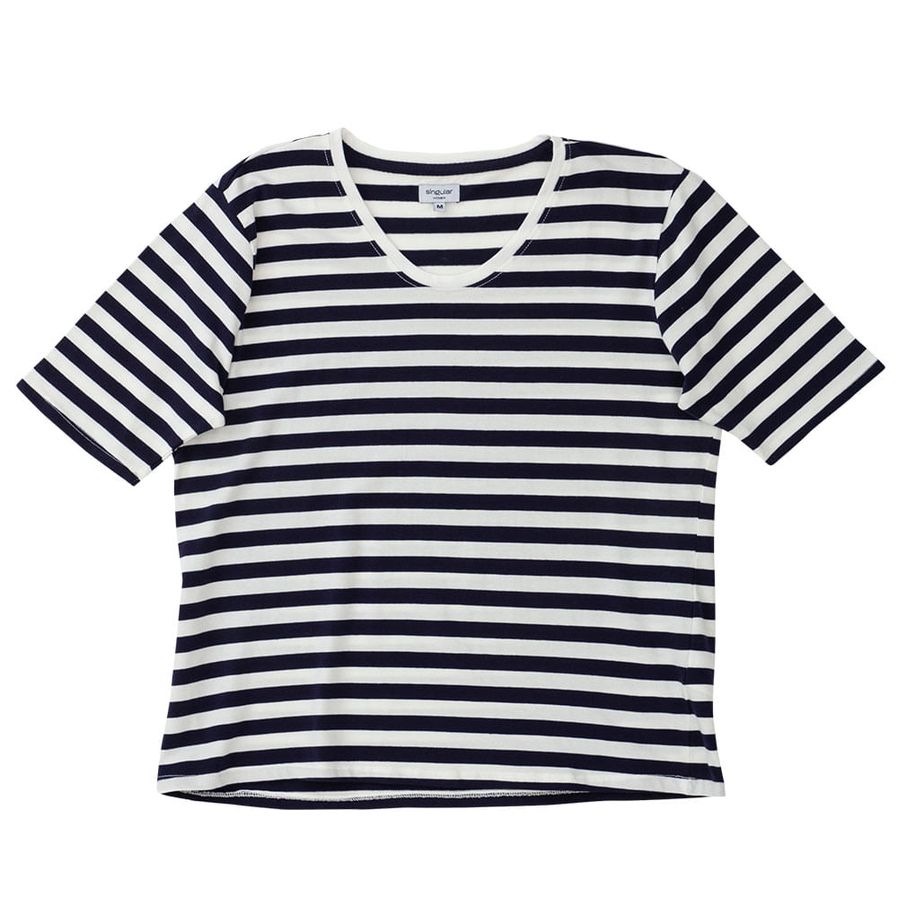 Camiseta polo cuello rayas estampado rayas mujer color - Tbdress.com