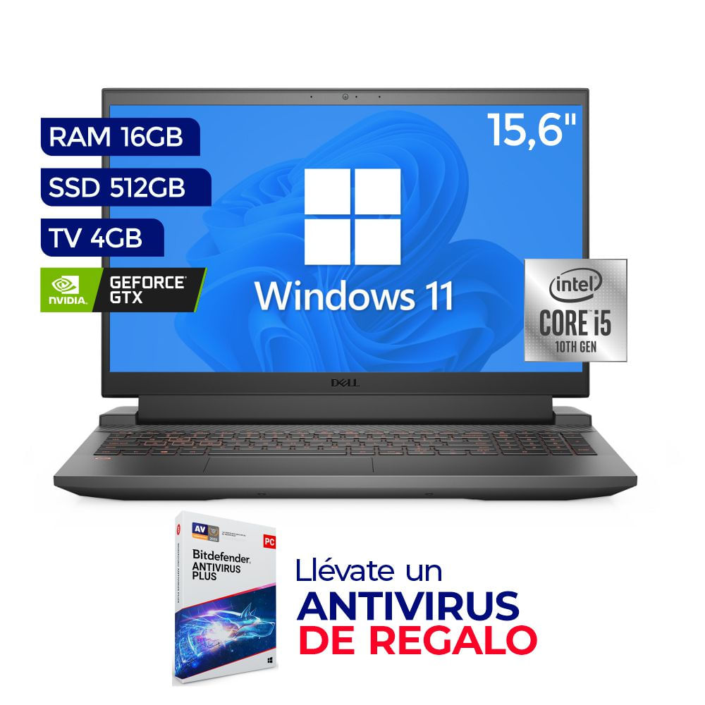Laptop Dell G15 5510 i5-10500H,6GB,SSD 512GB,NVIDEA GeForce GTX 1650-4GB, 15.6", W11H + Antivirus
