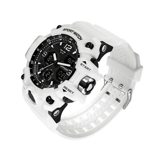 Reloj Hombre Deportivo SANDA 6030 Blanco Digital-Análogo